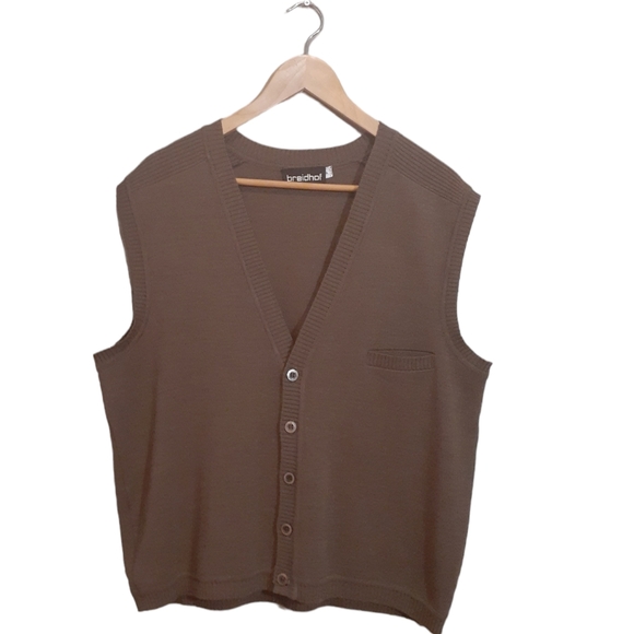 Vintage Breidhof Sweater Vest Medium / Large Wool Blend Brown Button-up - Picture 1 of 6